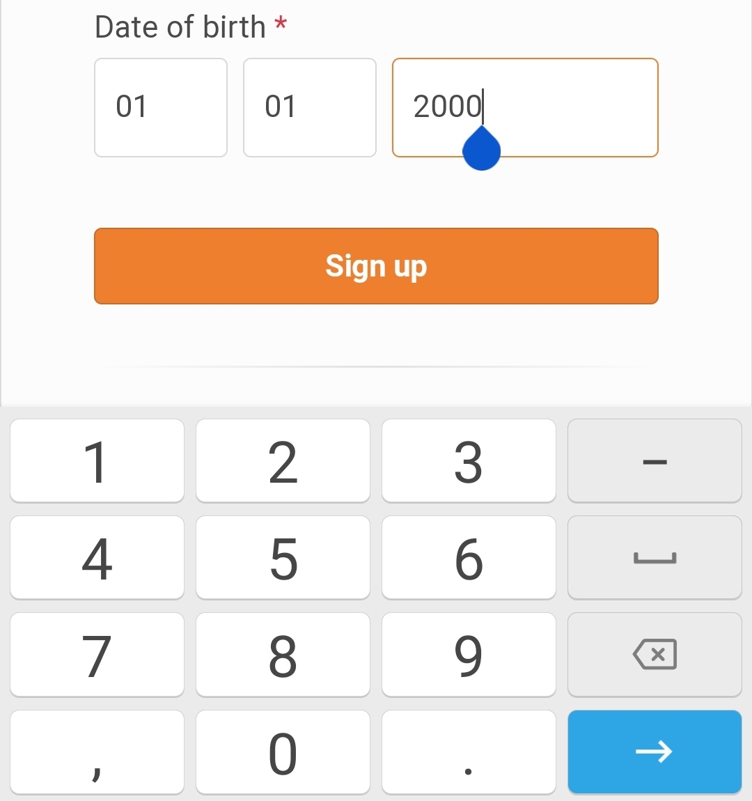 Numeric keypad automatically activates on mobile devices