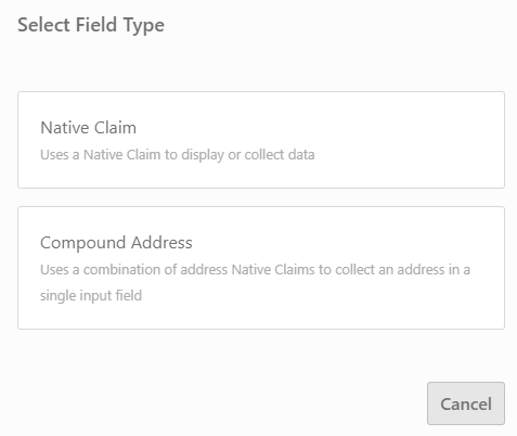 Native claim and compound address field types
