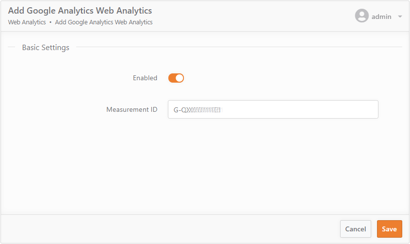 Google Analytics web analytics configuration