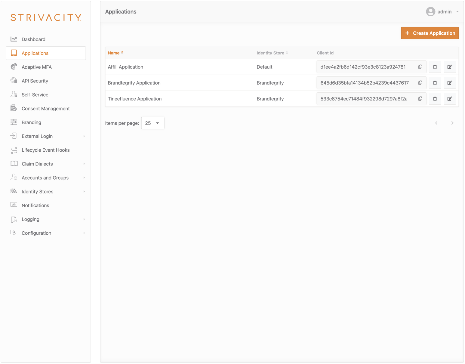 Application list