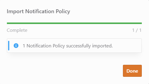 Import notification policy success